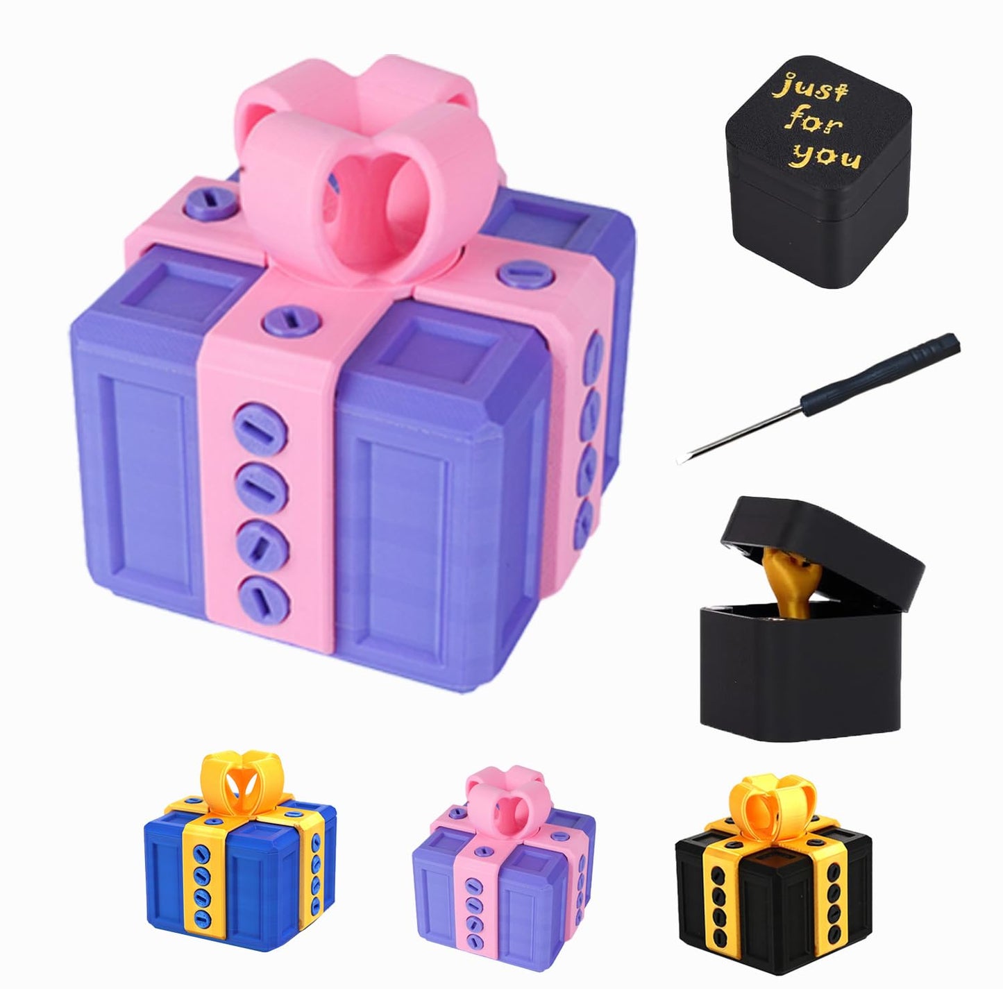 Christmas Stocking Stuffer The Annoying Present，Annoying Gift Box with 3D Printed Screws & Finger Surprise Box， Perfect for Birthdays,Office & Halloween,White Elephant Gifts for Men(Purple)