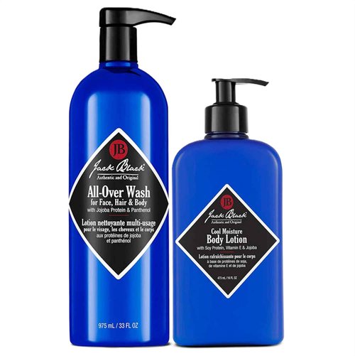 Jack Black All Over Wash Face, Body & Hair Cleanser, 33 Fl Oz – Multi-Purpose Body Wash for Men Cool Moisture Body Lotion, 16 Fl Oz – Body Lotion for Dry Skin