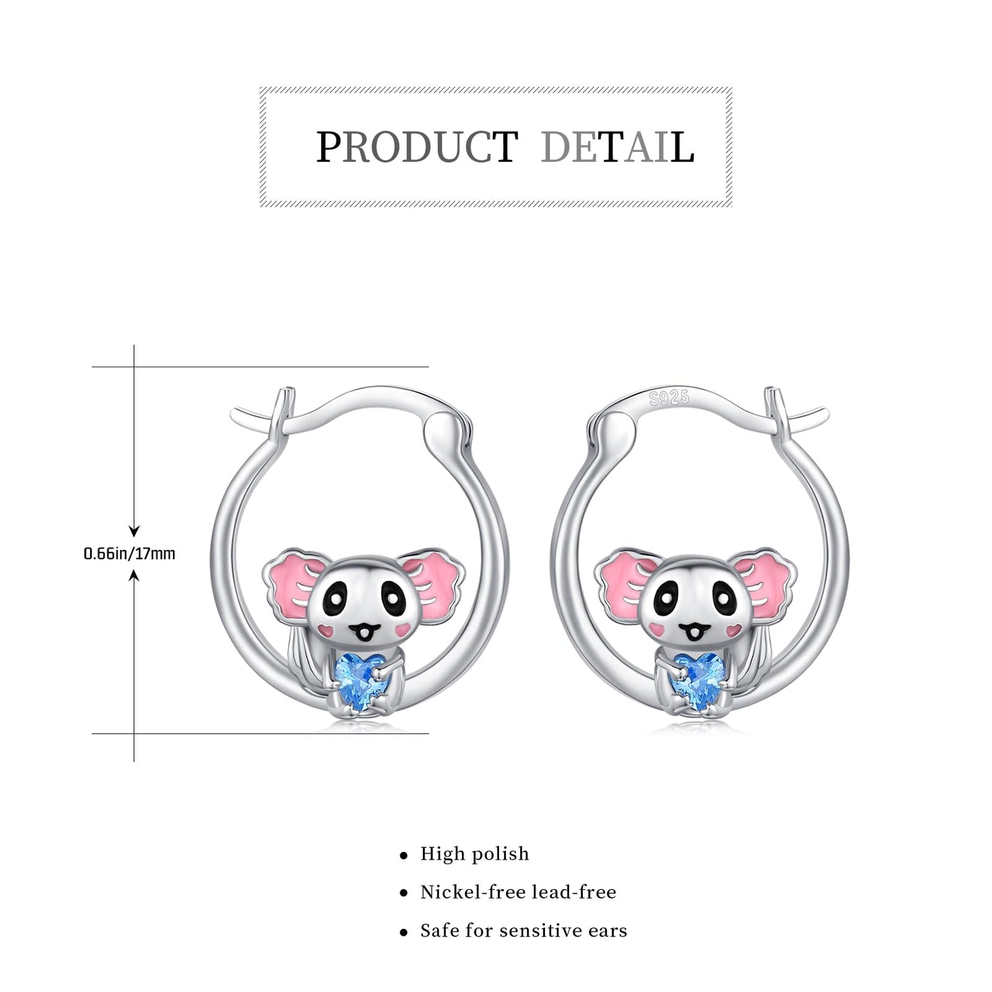 Axolotl Earrings 925 Sterling Silver Hypoallergenic Cute Sea Creature Hoop Earrings for Sensitive Ears Kawaii Jewelry Gifts for Women