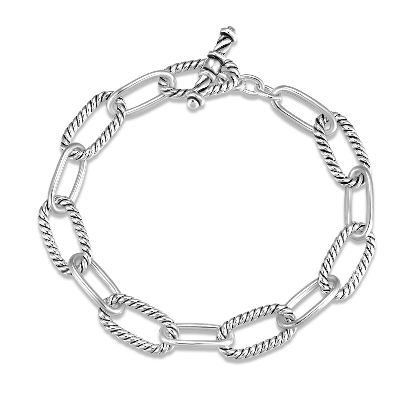 UNY JEWEL Slim Paperclip Link Bracelet Two Tone Twisted Cable Wire Chain Lightweight Designer Inspired Jewelry Gift for Women (Slim Paperclip Two Tone)