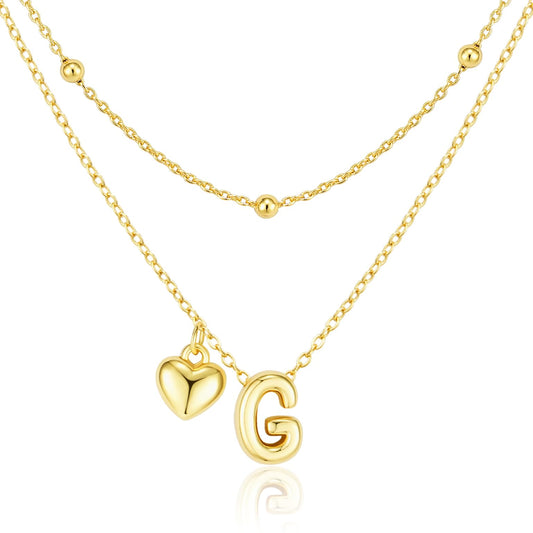 adoyi Gold Heart Initial Necklaces for Women Hers Dainty 14K Gold Plated Heart Layered Letter G Pendant Necklace Stack Trendy Jewelry Birthday Valentines Gifts for Women Jewelry