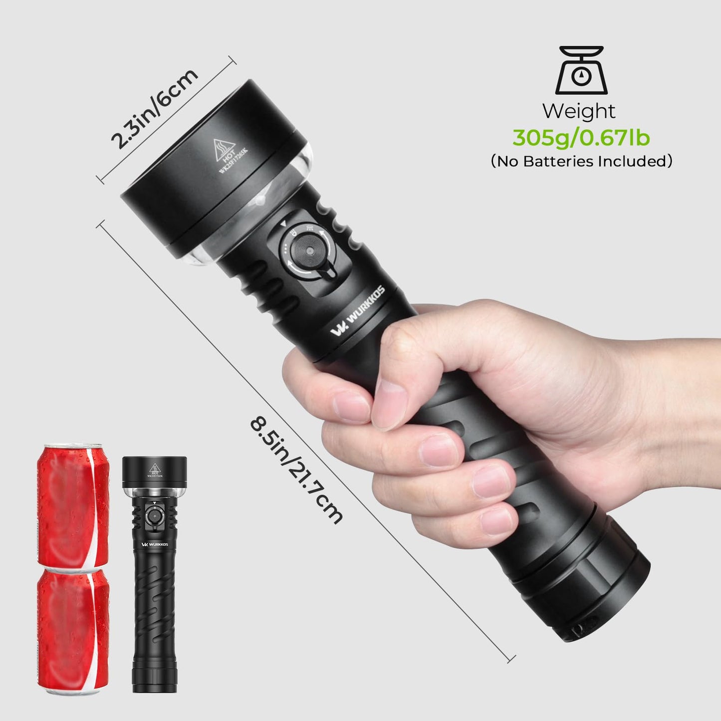Wurkkos TS27 Rechargeable High Lumen Flashlights, 3200LM 2772Feet Long Throw Super Bright Flashlight,Bidirectional Lighting 300-hour Ultra-Long Flashlights, (with Threaded Interface)