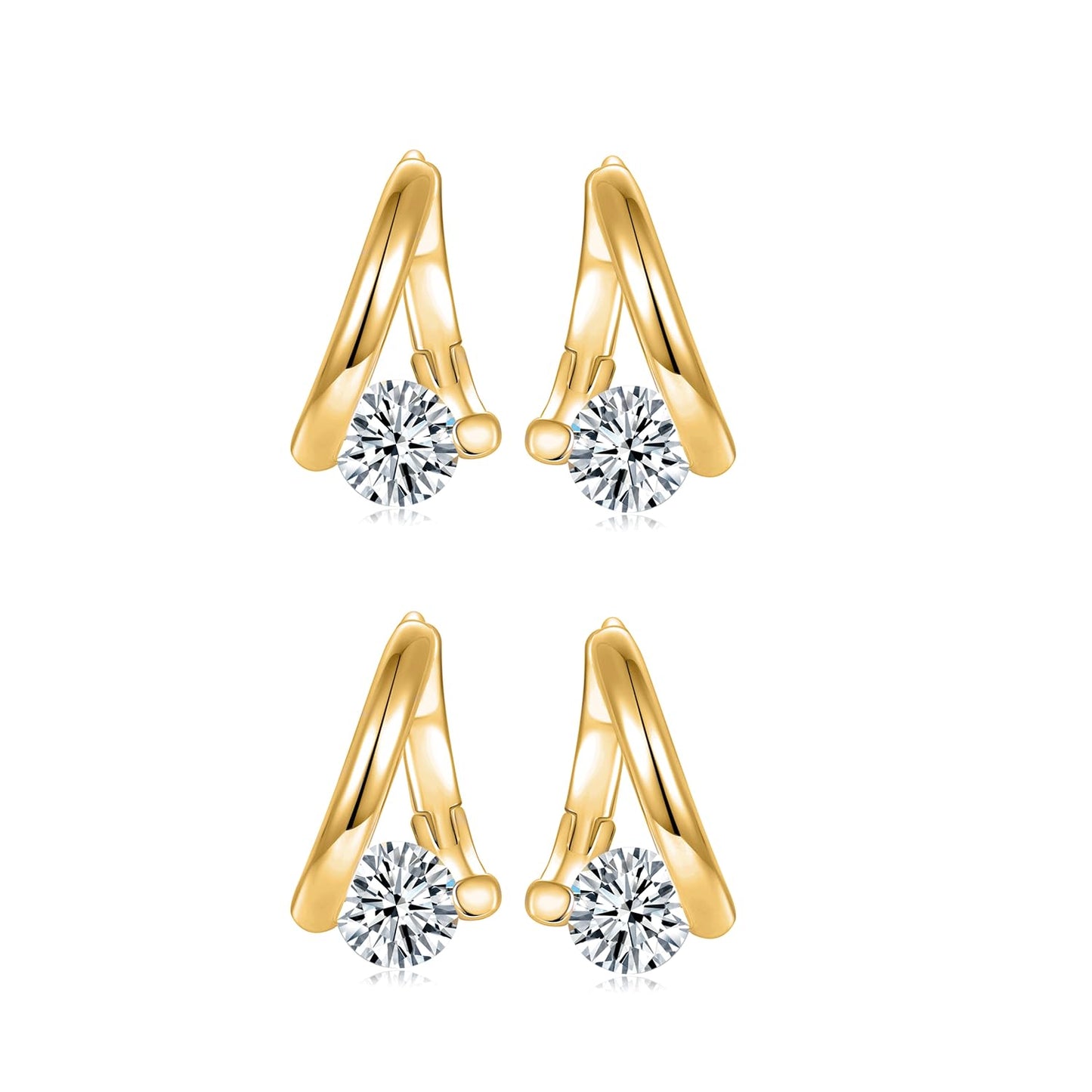 Halolux Lymphvity Germanium Earrings for Women Atheniz Lymphatic Drainage Earrings Gold Silver Cubic Zirconia Hoop Earrings Trendy Jewelry for Women (Gold+Gold)