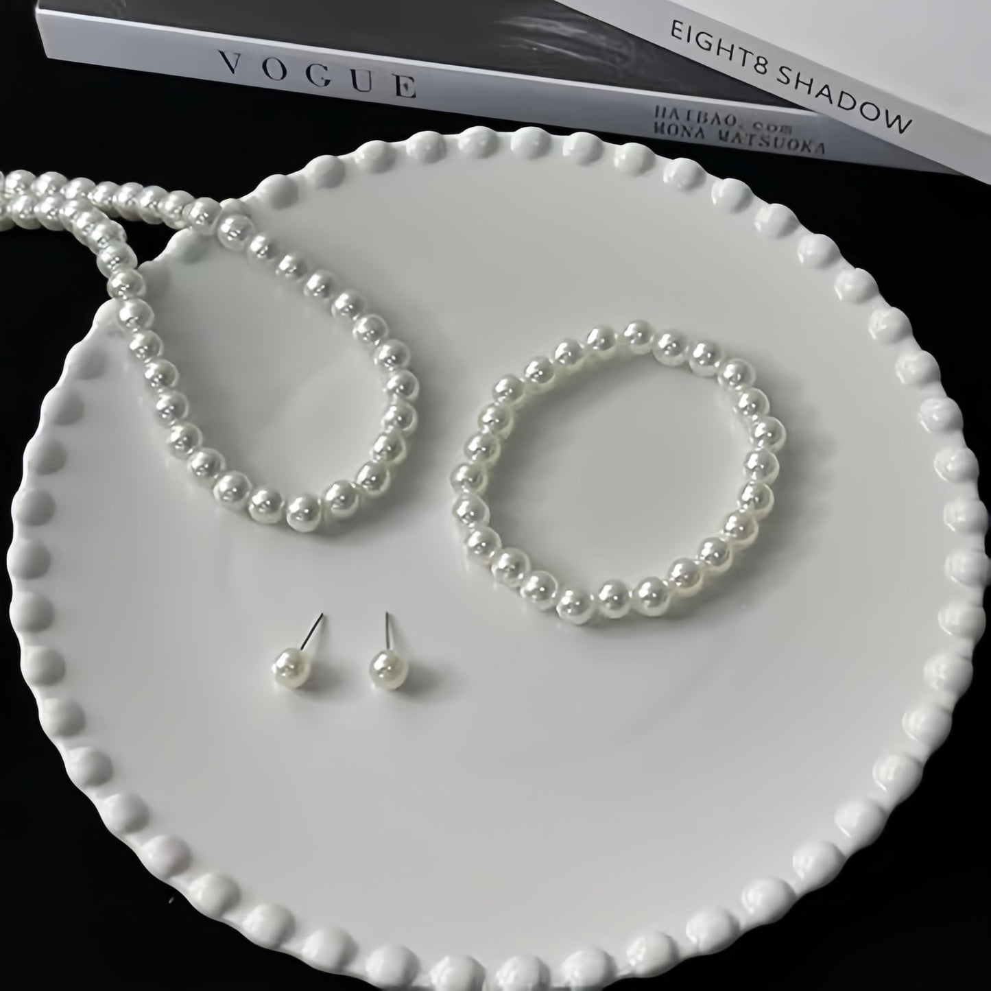 GACEMIU 8mm 9/36/45/108/135 Pcs Glass pearl Necklace Jewelry Necklace Jewelry Set for Women (108, Peal White)