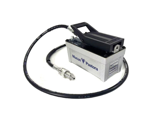 Air Hydraulic Pump 10,000 PSI 1.7L Reservoir, NPT 3/8" Oil Outlet, 2 x 6.5 ft Pipe, Hydraulic Pump Air Hydraulic Foot Pump, Gray