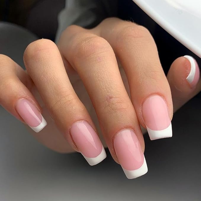 Born Pretty French Manicure Kit, Nail Stamper and 2Pcs Gel Nail Polish, Include Jelly Sheer Pink White Colors for French Tip, U V Light Cure