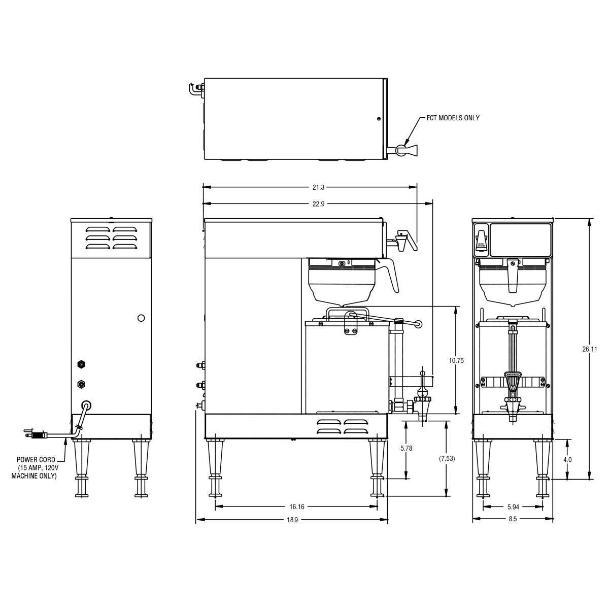 Bunn 38700.0043 Axiom 15-3 Single Coffee Brewer, 4.5 gallons per Hour