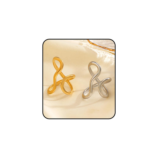 AIETUE Chunky Rings For Women, Gold Silver Thumb Ring Asymmetrical Wavy Curve Ring Adjustable Non Tarnish Dainty Stainless Steel New Year Anniversary Birthday Jewelry Gift (Gold+Silver)