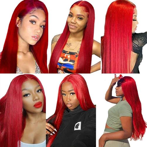 Condescension Brazilian Red Human Hair Bundles 18 20 22 Inch Straight 3 Bundles Human Hair 100% Unprocessed Remy Brazilian Virgin Weave Hair Red for Women