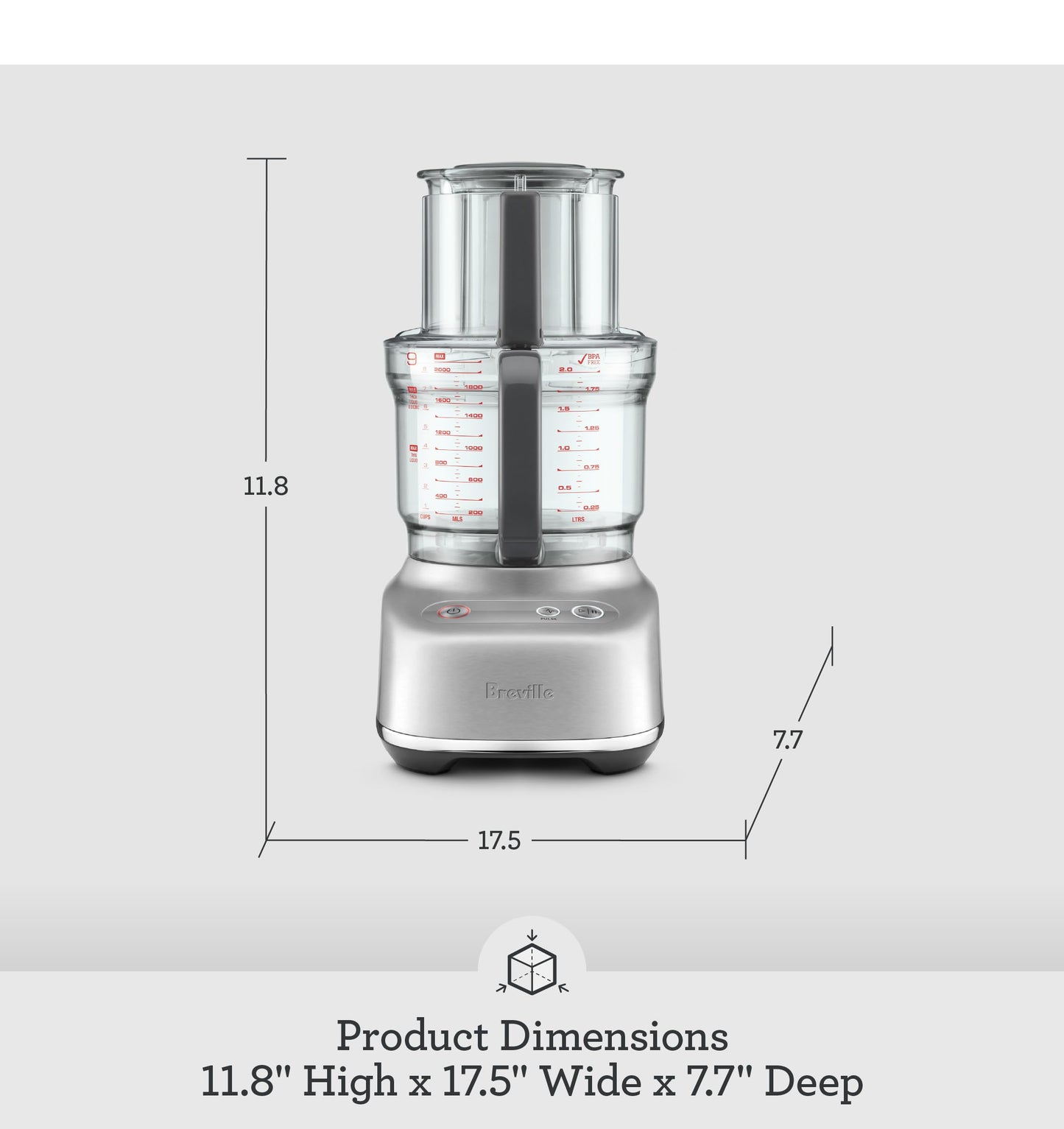 Breville BFP638 Paradice 9 Cup Food Processor and Dicer, Small, Brushed Stainless Steel