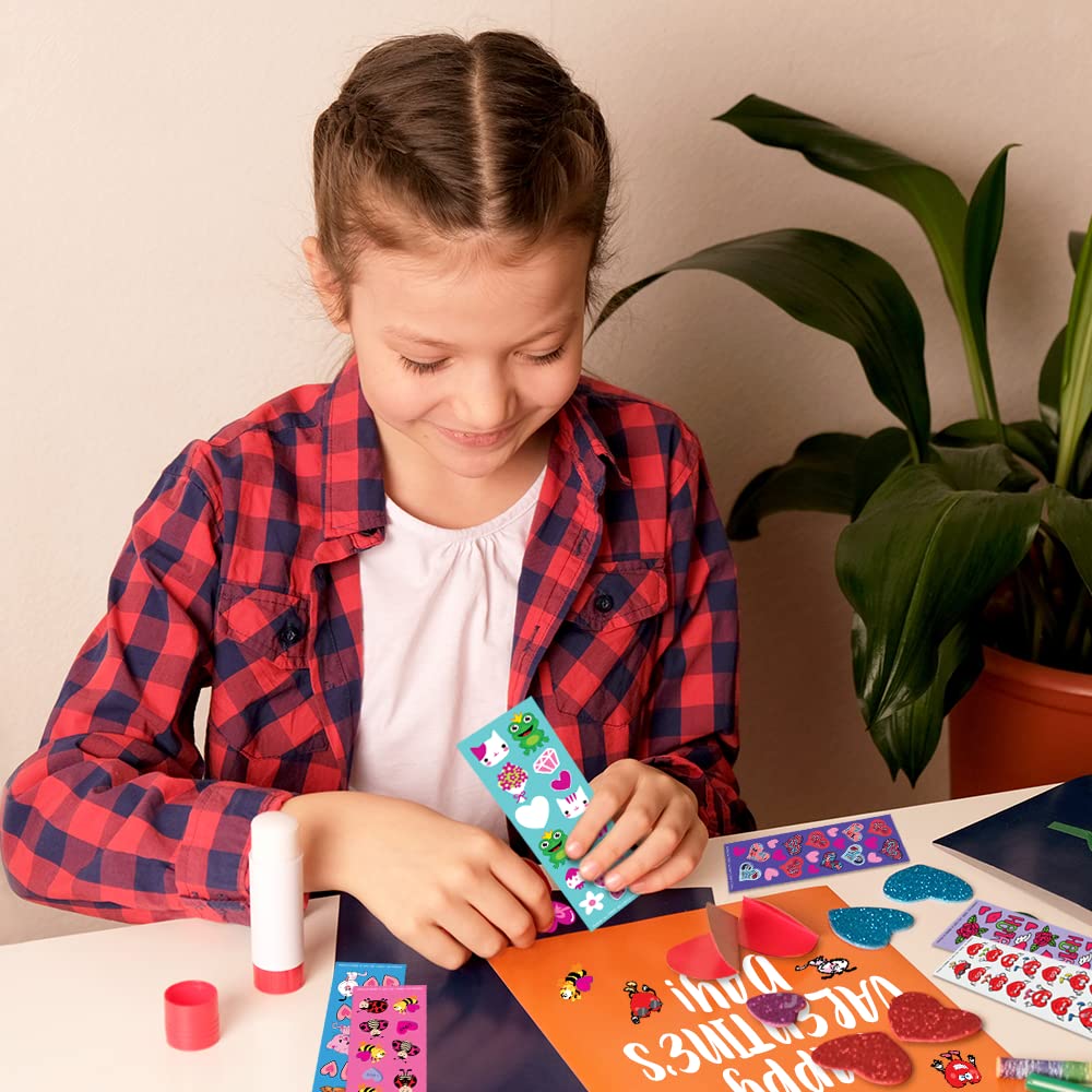 ArtCreativity 1600 Valentines Stickers for Kids, with 100 Sticker Sheets, Holiday Stickers and Treats Assortment, Valentines Party Favors for Boys, Girls, and Toddlers, Gift for Kids Ages 3 4 5 6 7 8
