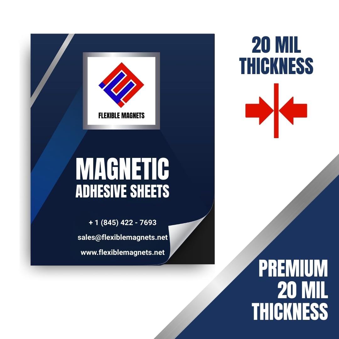 Flexible Magnets – Magnetic Sheets with Adhesive Backing, 5" x 7" (10 Pack) Stick-On Magnetic Sheets for Refrigerator Magnets, Magnetic Labels, Crafts, DIY Projects & More
