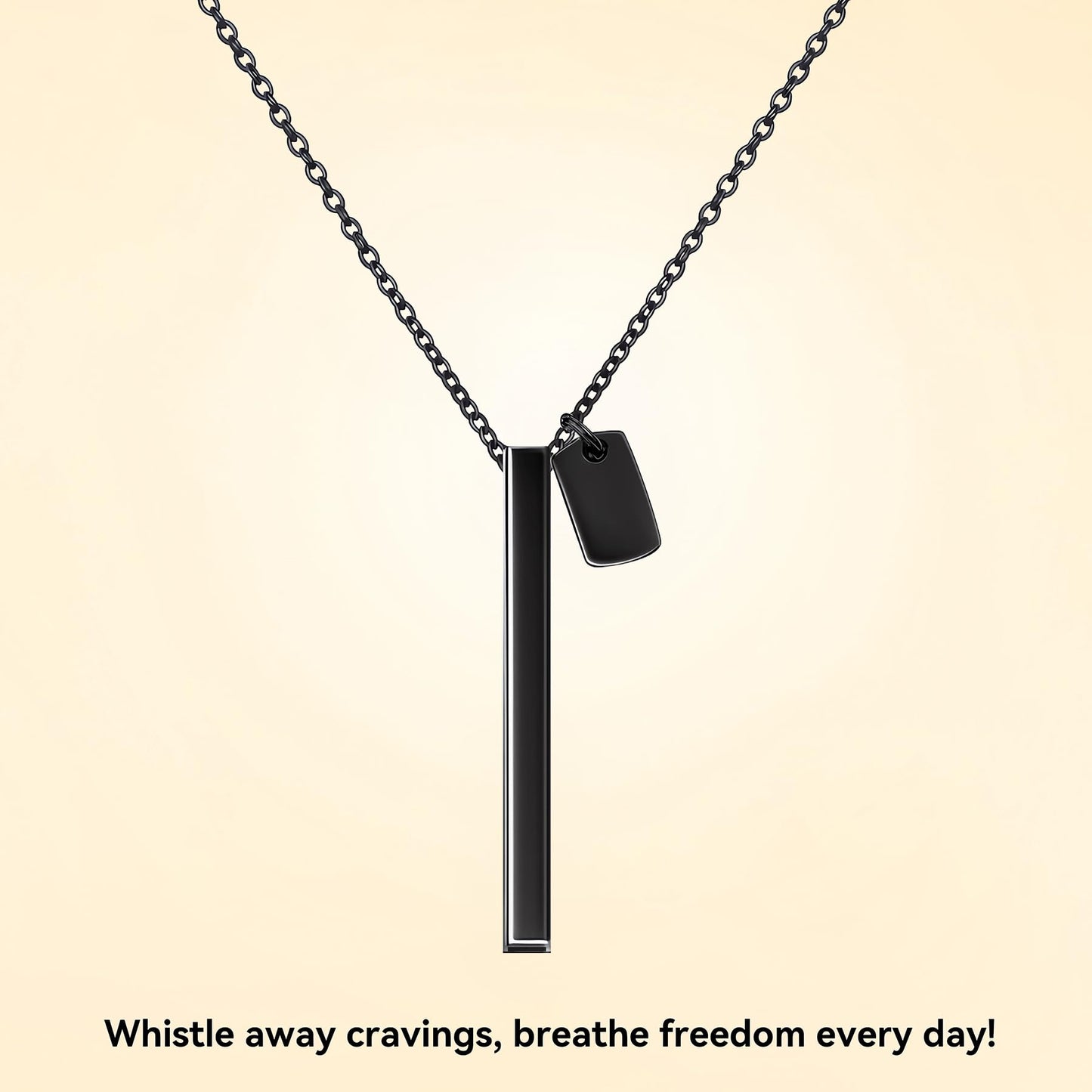 ENFANTRY Breathing necklace Mindfulness Anxiety necklace breathing Black Stainless Steel Stress Relief pendant Meditation Anxiety Relief Gifts for Women Men