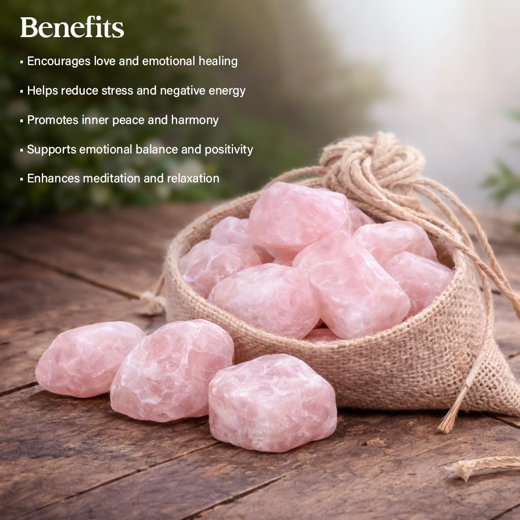 Crocon® 1LB Rose Quartz Rough Bulk Rocks Natural Stone Spiritual Gifts Raw Gemstone Crystals And Stones Tumbling Cabbing Polishing Gem Mining Chakra Balancing Reiki Healing Good Luck Home Office Décor