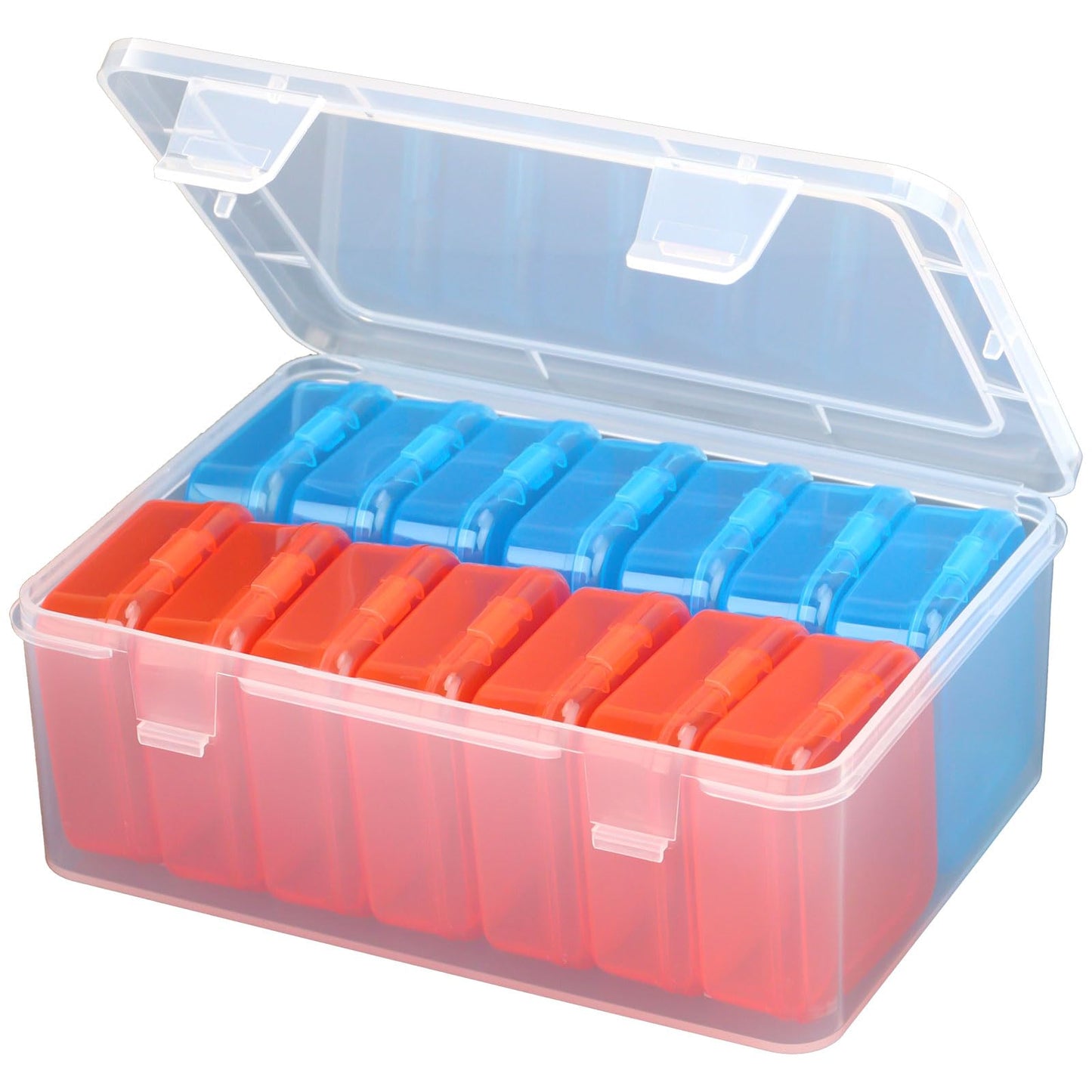 Mathtoxyz Small Bead Organizers, 15 Pieces Plastic Storage Cases Mini Clear Bead Storage Containers Transparent Boxes with Hinged Lid and Rectangle Clear Craft Supply Case