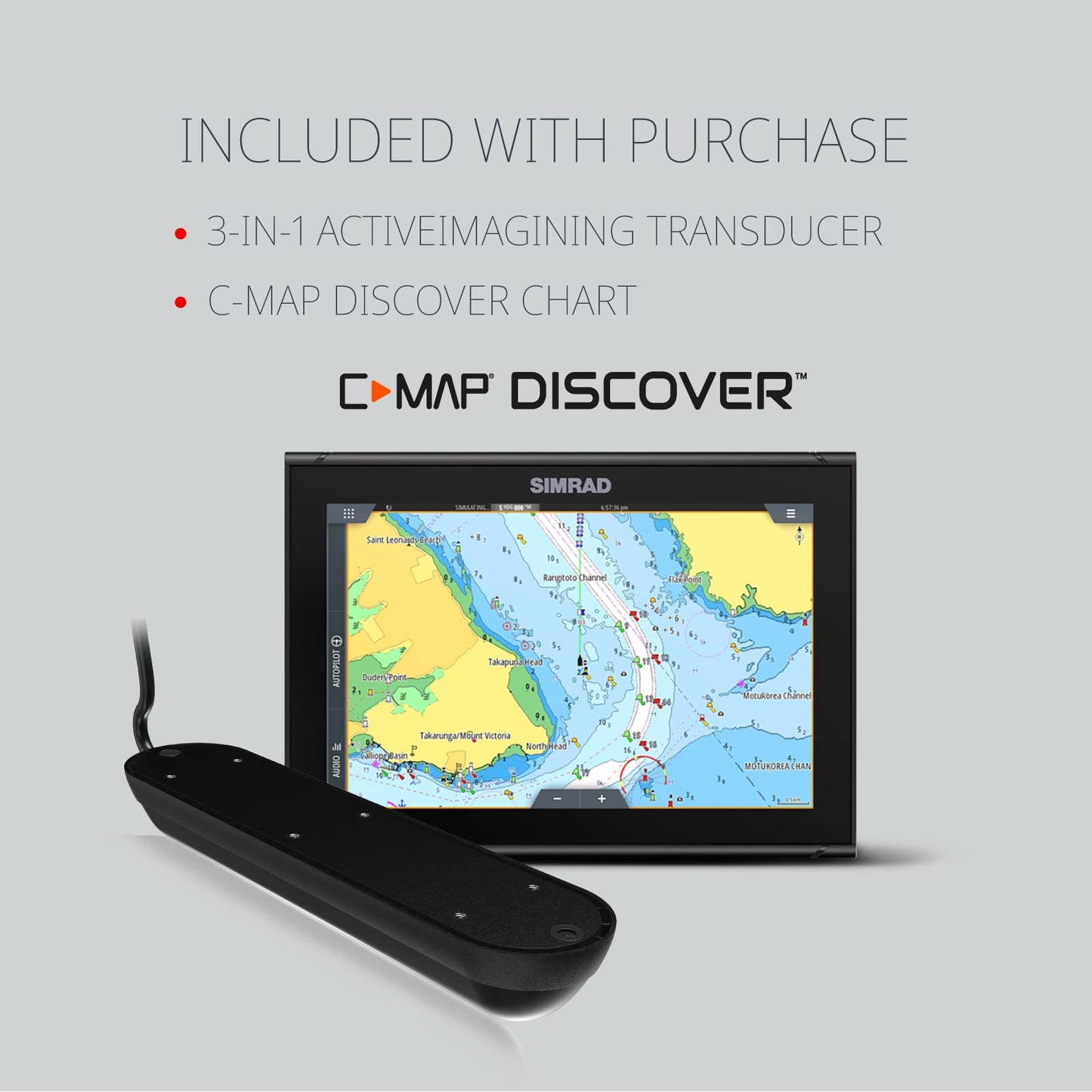 Simrad 000-16293-001 GO9 XSE Chartplotter and Fishfinder with 83/200 Transom Mount Transducer and C-MAP Discover Chart Card, 9 Inch Display, Black