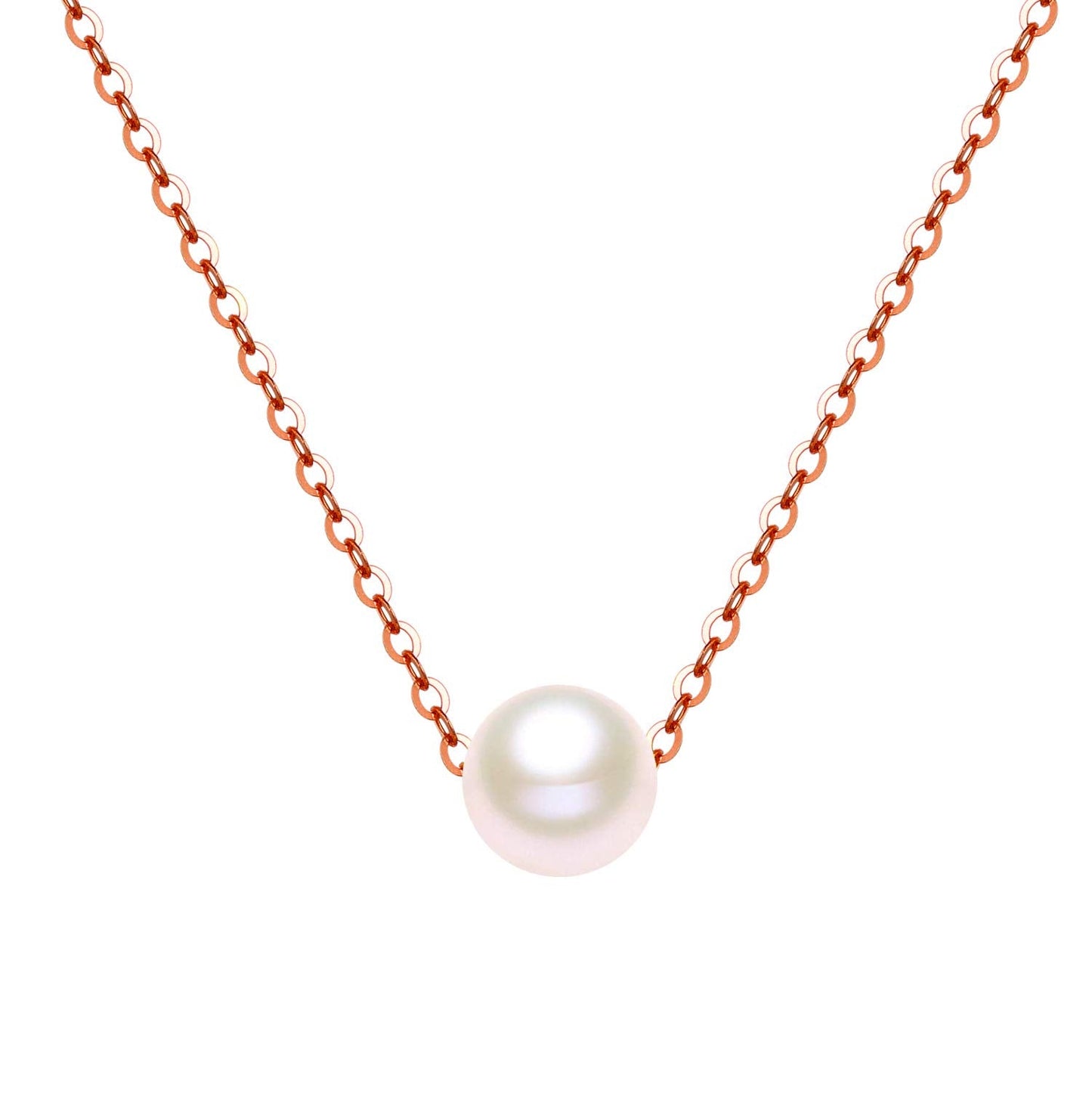 14K Solid Gold Pearl Necklaces for Women, Real Freshwater Cultured Pearl Choker Necklaces Fine Jewelry Gifts for Her, Mom, Wife 16"-18"