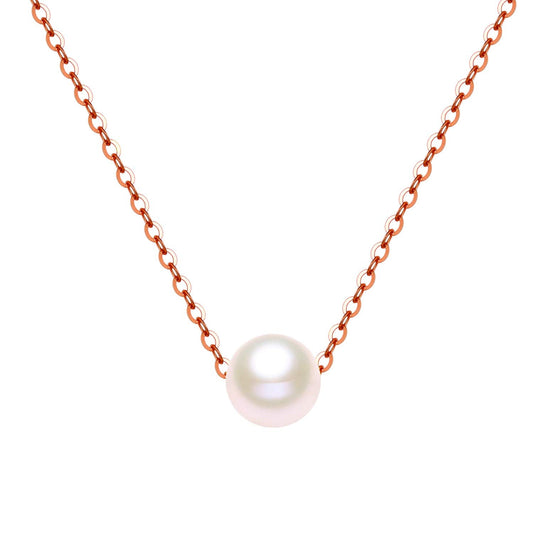 14K Solid Gold Pearl Necklaces for Women, Real Freshwater Cultured Pearl Choker Necklaces Fine Jewelry Gifts for Her, Mom, Wife 16"-18"