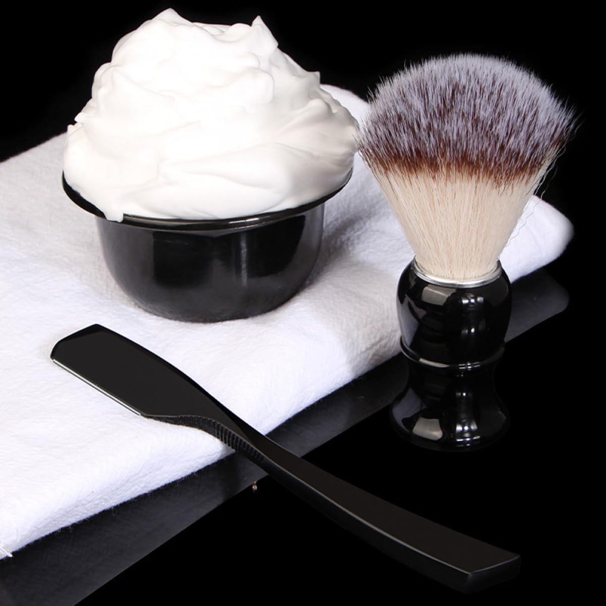 GANAZONO Men’s Manual Shaving Kit with Household Shaving Brush and Razor Holder Stand for Beard Grooming and Face Cleaning Multi-use Professional Grooming Tool Set for Travel and Daily Use