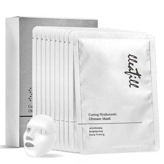 lleafill Curing Hyaluronic Ultimate Mask, Sheet Masks for All Skin Types (10 Count) 0.98 oz*10 sheets | Hydrating | Anti-aging | Glowy | Anti-Wrinkles | Dryness