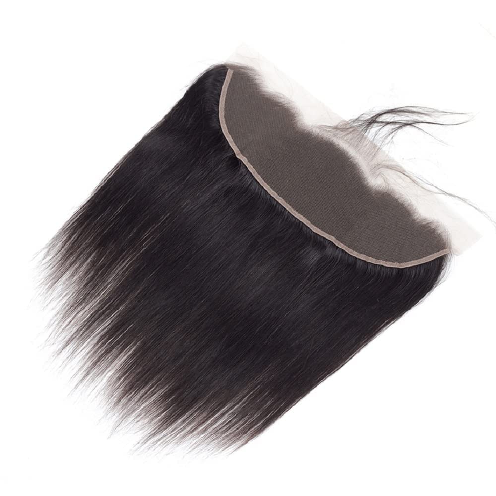 13x4 Lace Frontal Closure Ear to Ear HD Lace Frontal 14 Inch Brazilian Straight Frontal Lace Closure Virgin Human Hair Frontals Natural Black 150% Density