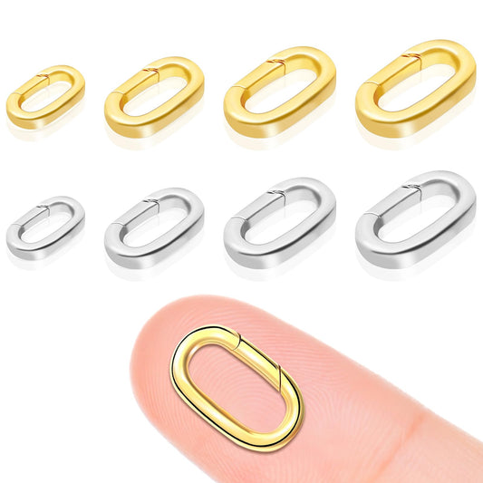 8PCS Oval Clasp Carabiner Necklace Connector Stainless Steel Spring Clasps Bracelet Closures Keychain Lock Clasps Necklaces Clips Key Ring Bracelets Shortener for Jewelry Finding DIY Making Kit (A23)