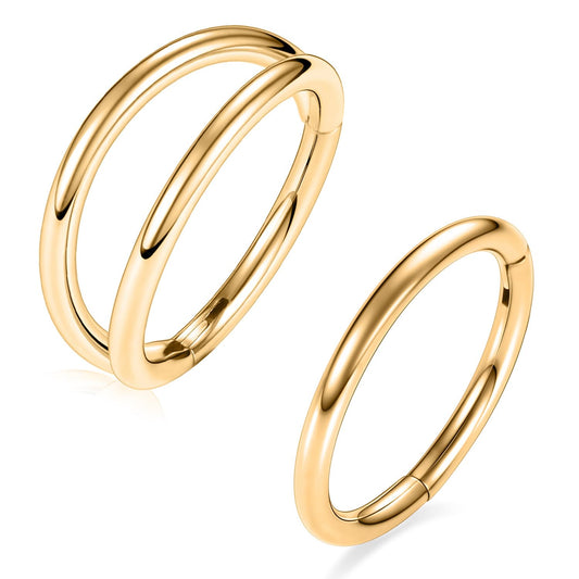 14g Nose Ring Hoop Earrings Gold Nose Hoops 14 Gauge Lip Rings Double Hoop Septum Hoop Seamless Septum Clicker 12mm Septum Ring Cartilage Earring Helix Earring Rook Earrings Nose Rings Surgical Steel