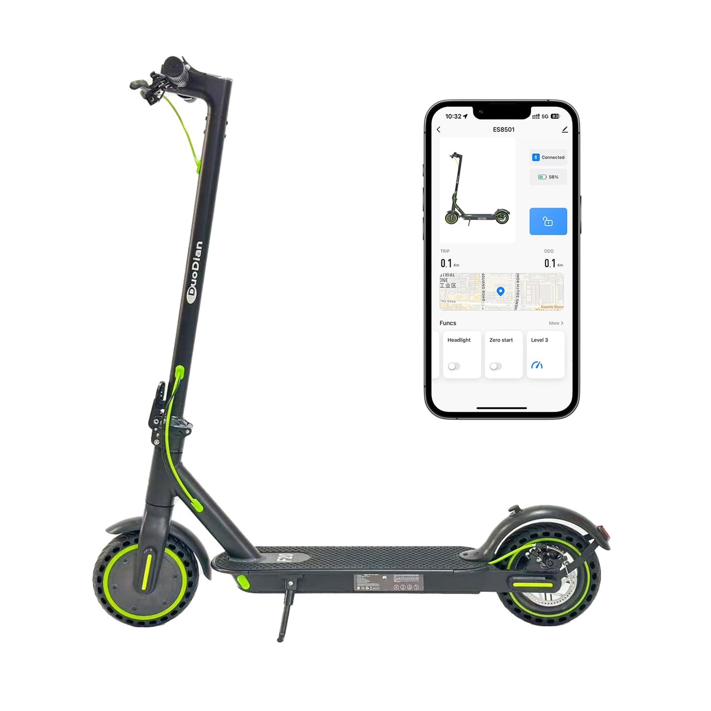Electric Scooter for Adults, Folding E Scooter with 350W/500W Motor 19Mph Top Speed 18 Miles Long Range, 8.5" Solid Tires Portable Commuting Motorized Kick Scooters Double Braking System - Green