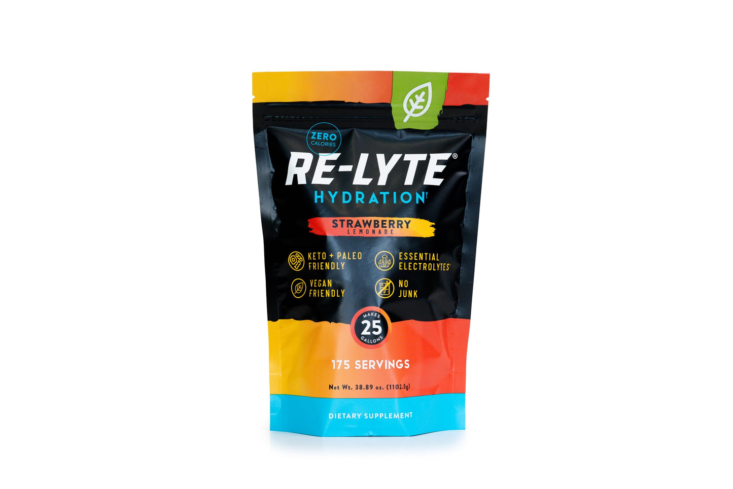 REDMOND Re-Lyte Hydration Electrolyte Powder Bulk Pouch 175 Servings/Strawberry Lemonade