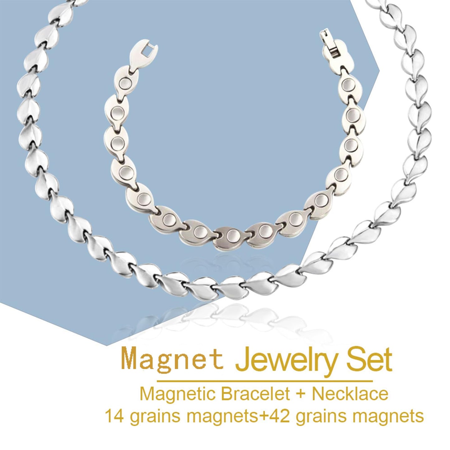 KYOSI Magnetic Necklace Bracelet for Women 3500 Gauss Strength Magnet Jewelry Set Magnetic Bracelet and Necklace