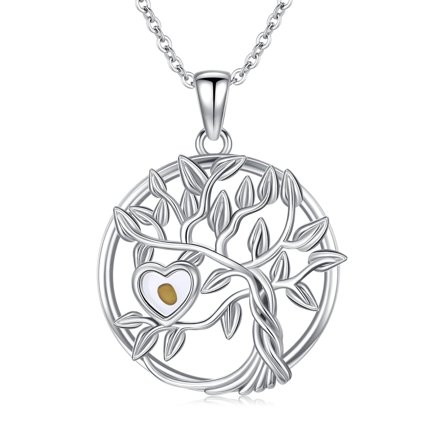 Suiknsn Mustard Seed Necklace 925 Sterling Silver Tree of Life Pendant Necklace Faith Christian Jewelry Gifts for Women Girlfriend