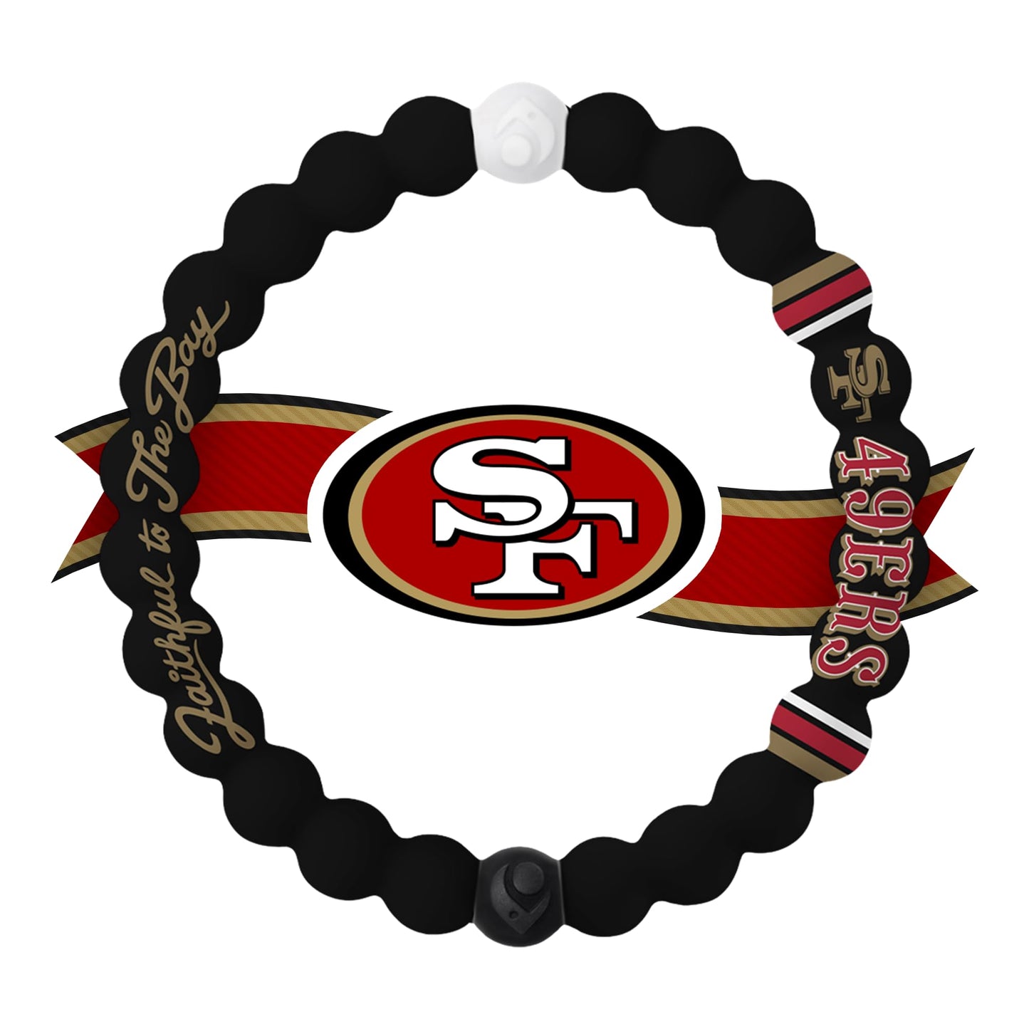 Lokai NFL Football Collection Silicone Beaded Bracelet, San Francisco 49ers Classic (Medium) - Beaded Bracelet for Women & Men, Silicone Jewelry Bracelet Slides-On for Comfortable Fit