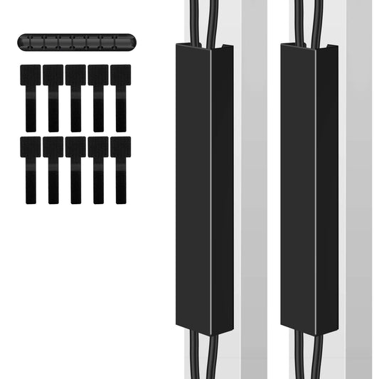 2 Pack Steel Magnetic 14-Inch Cable Management Channels for Under Desk Leg, No Drill Cord Organizer Cover & Wire Hider Cover with Adhesive Cable Tie, Cable Organizer Kit for Home Office & Gaming Desk
