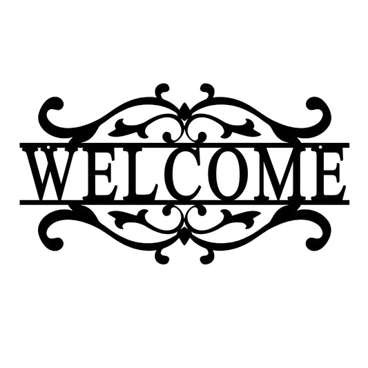 AHYS Metal Welcome Sign for Front Door Front Porch Black Welcome Door Sign for Indoor Outdoor Wall Decor