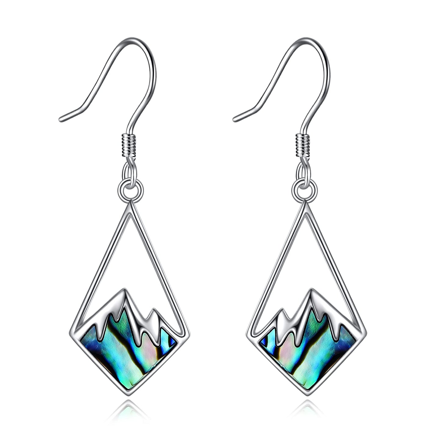 AOBOCO Silver Mountain Earrings - Sterling Silver Faith Dangle Earrings for Women - Christian Jewelry - Mothers Day & Birthday Gifts for Mom (Abalone Mountain Hooks)