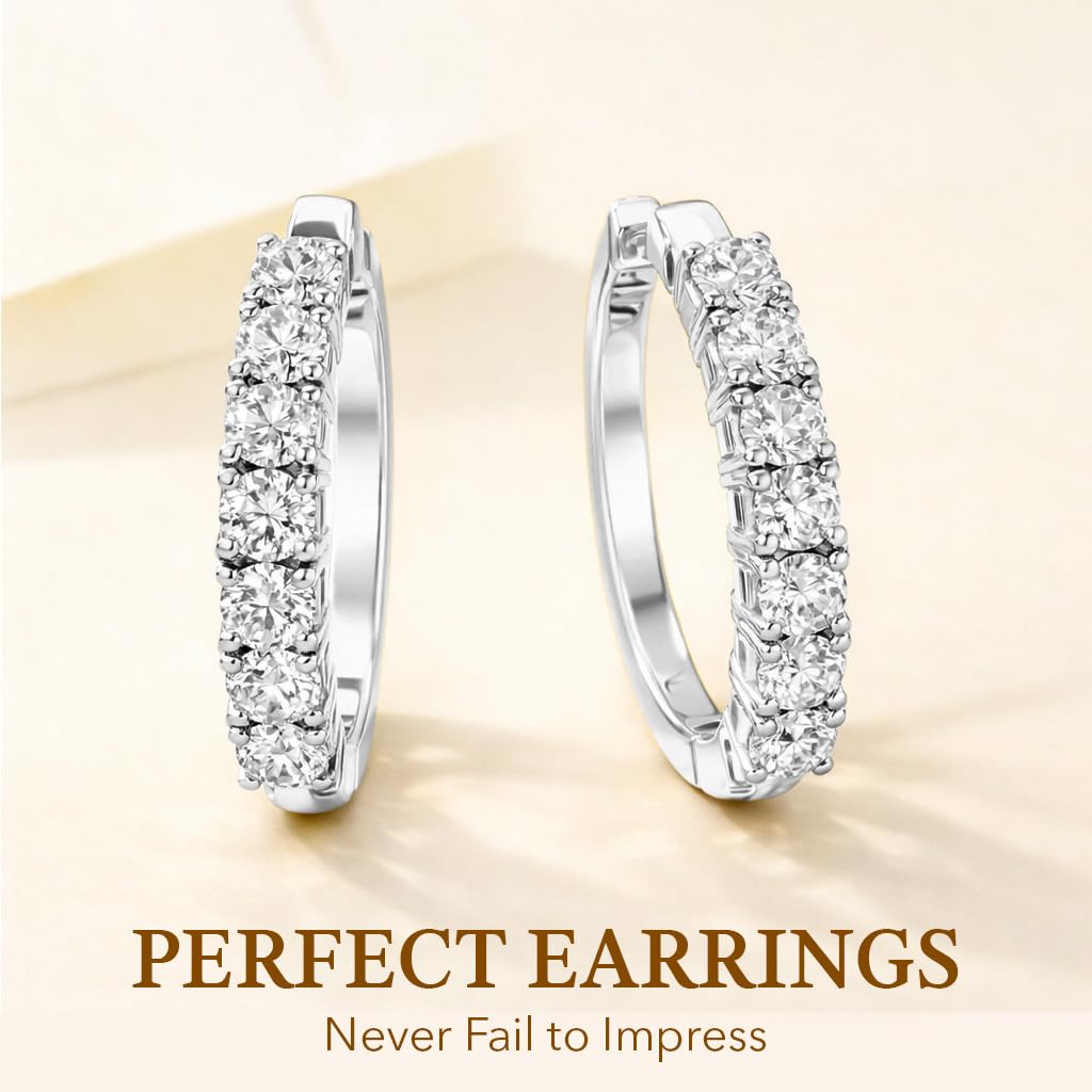 Shop LC 1 Carat Lab Grown Diamond Prong Set Hoop Earrings for Women (G-H Color SI Clarity) in 925 Sterling Silver with Rhodium Plated Jewelry Gifts