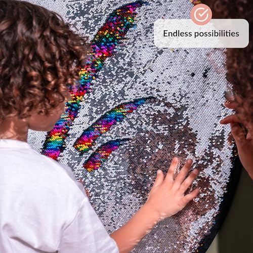 ODOXIA Sequin Fabric Sensory Wall | Sensory Room Must Haves | Sequin Wall | Sensory Wall for Classroom | Reversible Sequin Fabric | Sensory Wall Toy
