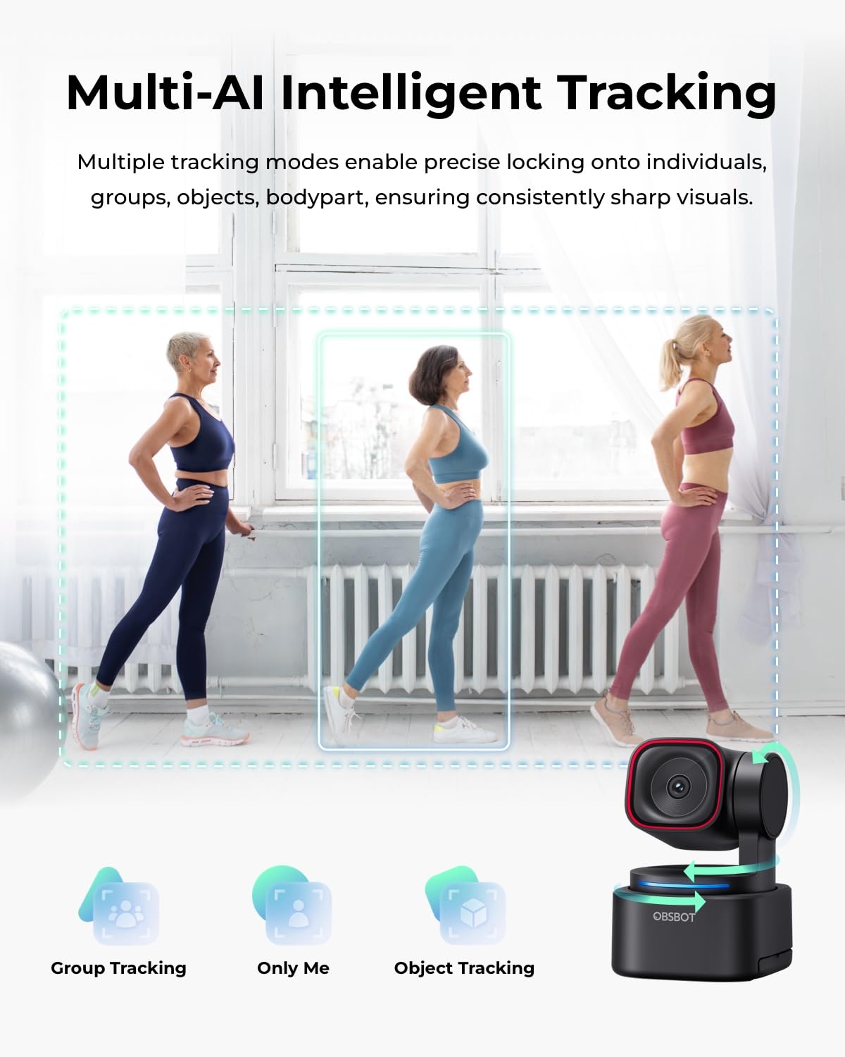 OBSBOT Tiny 3 Lite AI-Powered Spatial Audio 4K Webcam - Compact AI Tracking PTZ Camera with 1/2" Sensor, Tri-Mic, Voice Control, 120FPS, HDR, Webcam for PC, Mac, Laptop, Streaming, Meeting, Switch 2