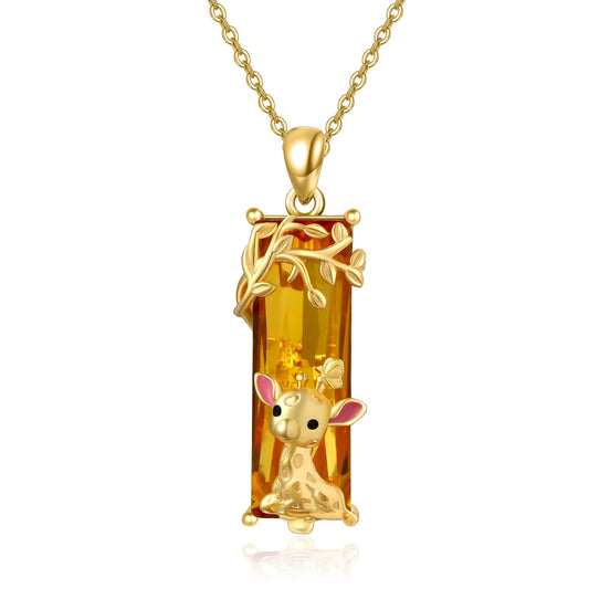 AENEAS Giraffe Necklace for Women 925 Sterling Silver Giraffe Pendant Necklace Citrin Crystal Jewelry Gift for Women Daughter Wife