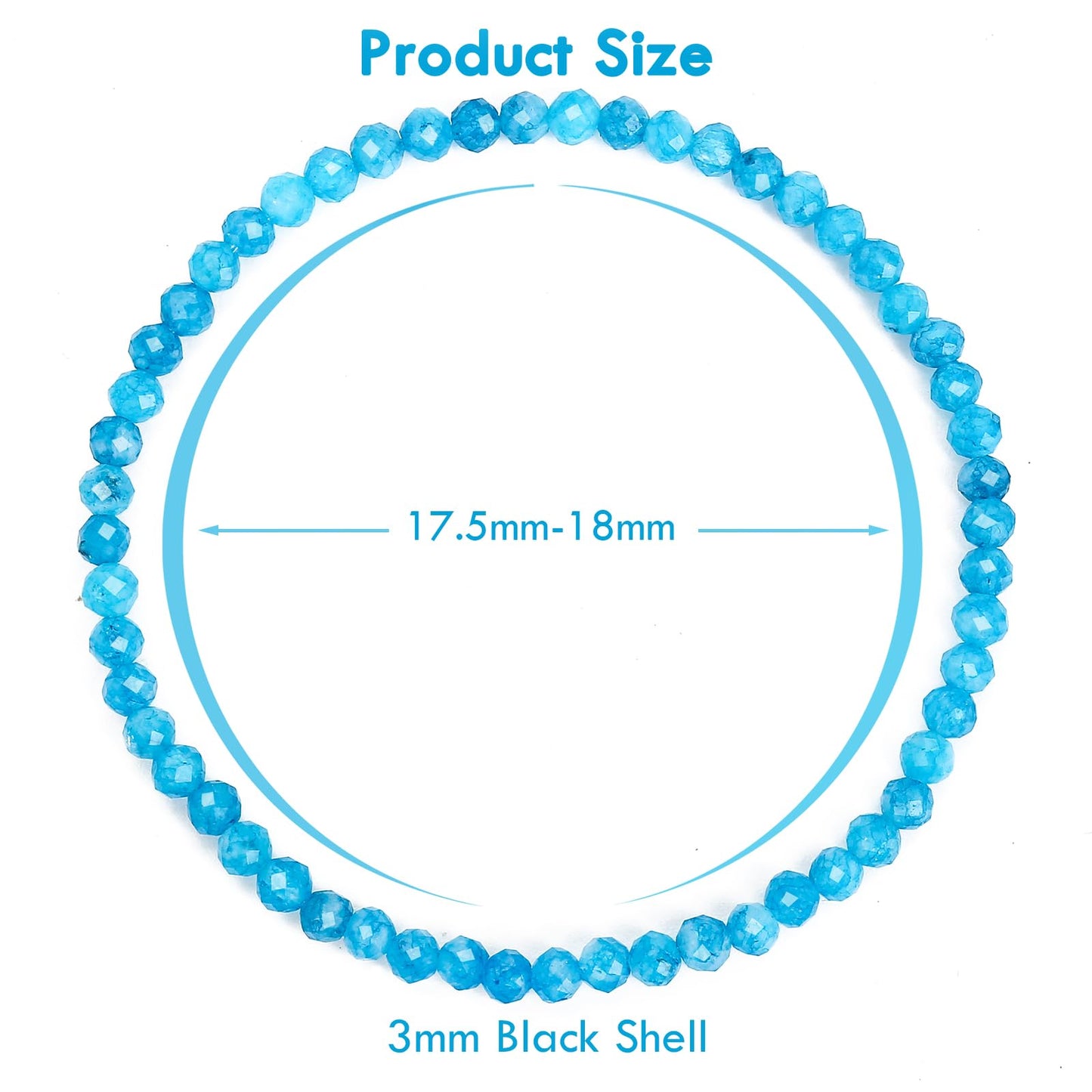 BONNY BOXX Natural Genuine Gemstone Faceted Round Beads Bracelet, 3mm Adjustable Stretchy Tiny Faceted Apatite, Healing Crystal Reiki Chakra Dainty Jewelry Fashion Gifts