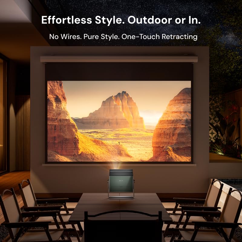 Valerion 120" Motorized Projector Screen, Outdoor Waterproof Drop-Down Screen, 2 Recharges Yearly, 4K/8K Ultra HD, Wrinkle-Free, Aluminum Frame, for Theater-Grade Home & Backyard Movie Night