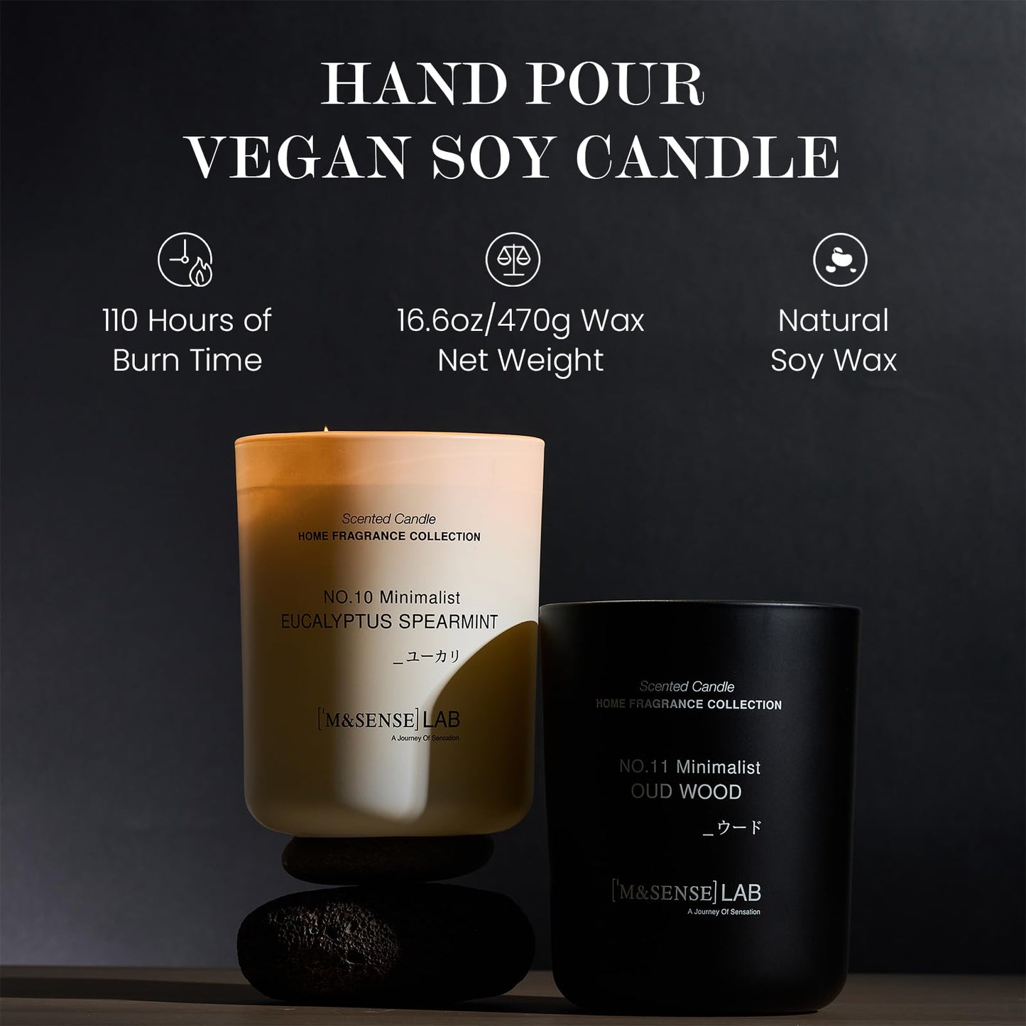 M&SENSE Natural Soy Candle| Eucalyptus Mint | 5.3 oz | Mini Spring Scented Candles for Relaxation,Meditation, Home Décor | for Bedroom, Office, Party Small