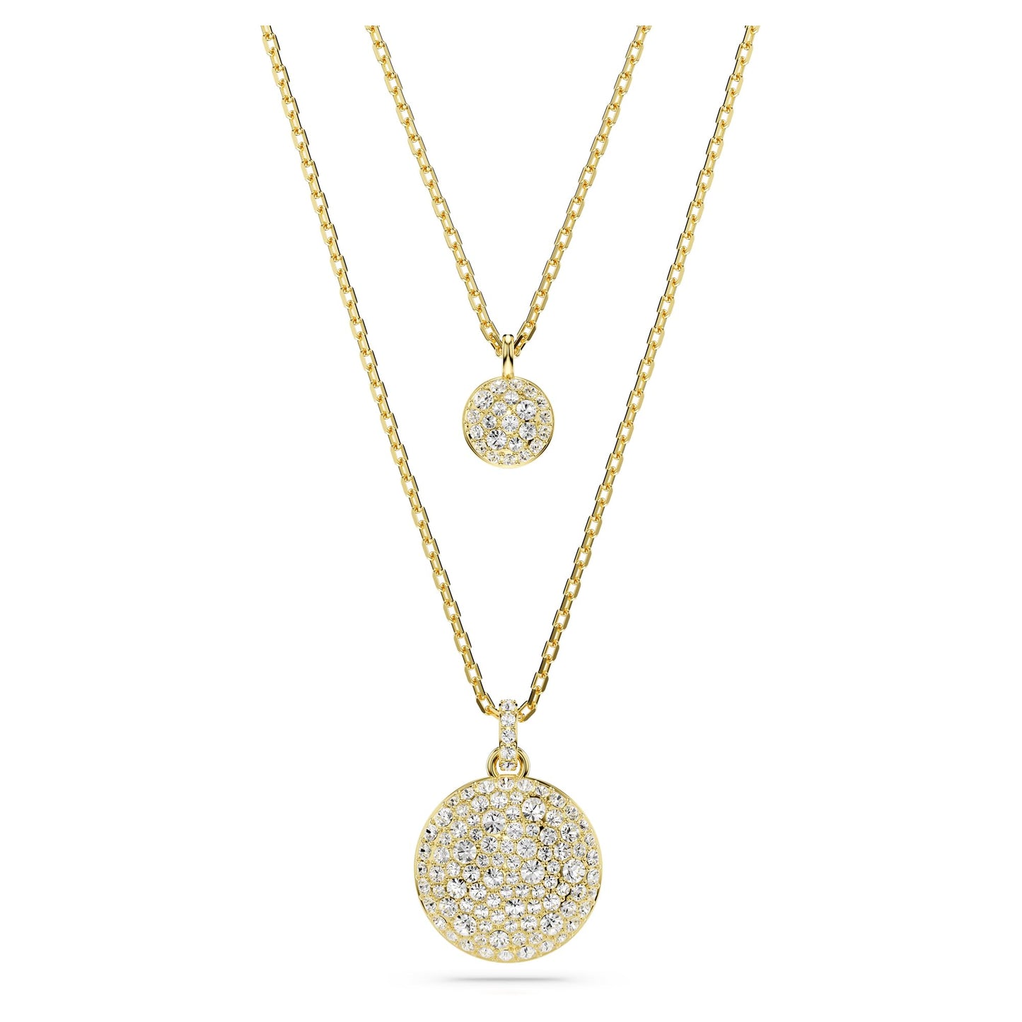 Swarovski Sublima Layered Pendant Necklace, Meteor Motif with Snow Pavé of Clear Round-Cut Crystals in a Gold-Tone Finished Setting, Part of the Sublima Collection
