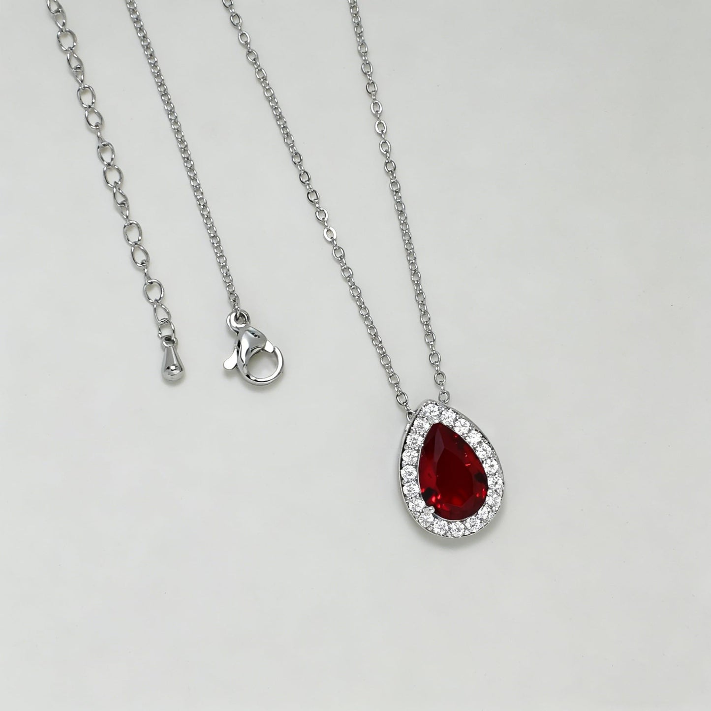 UDYLGOON Teardrop CZ Bridal Jewelry Set Imitation Diamond Earrings Necklace Bracelet for Bride Bridesmaids Wedding Prom Party (Tennis-Red)