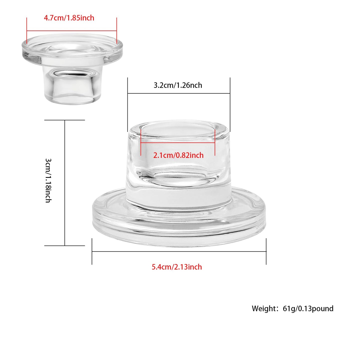 ZQXJWF Clear Glass Taper Candle Holders Set, Round Base Design, Elegant Dining Table Decor, for Table Centerpiece Wedding Party Advent Christmas Home Decorations (12, Clear)