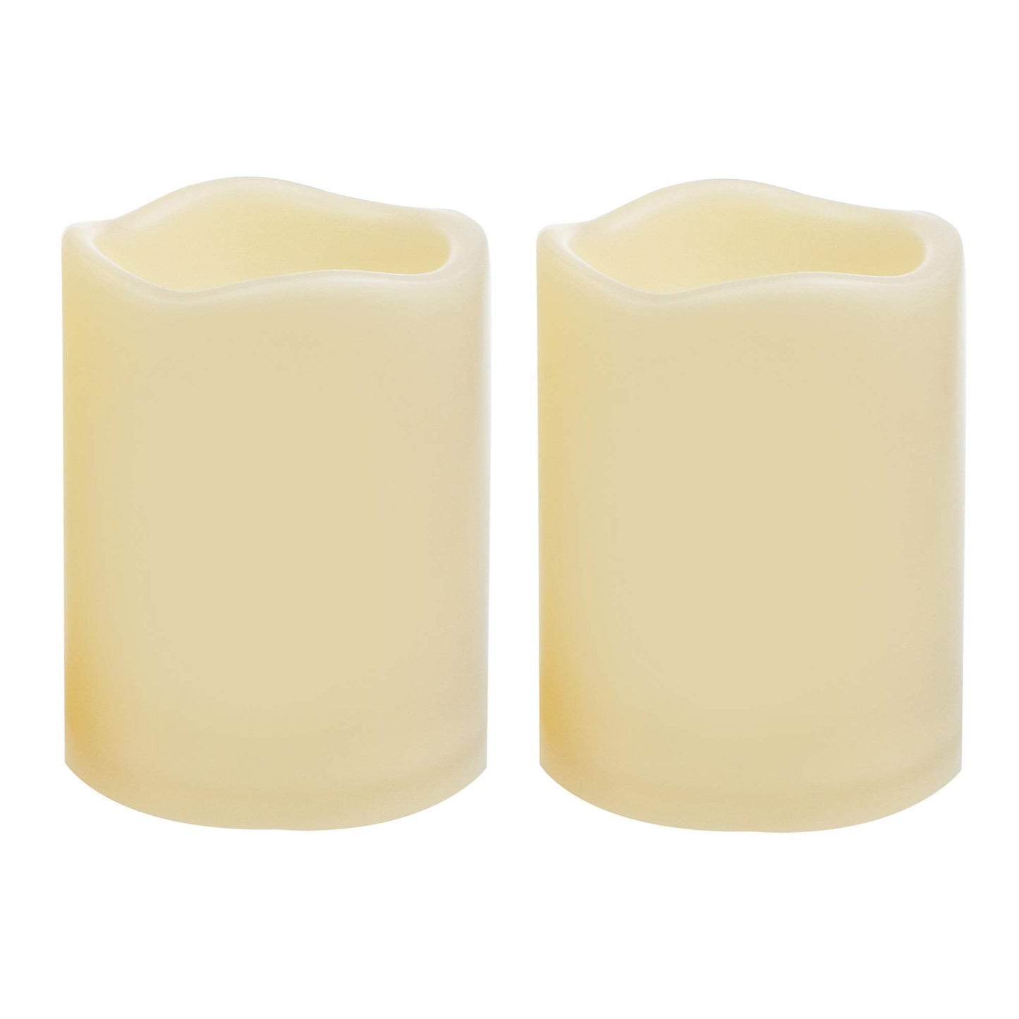 2 PCS 3" x4" Waterproof Outdoor Battery Operated Flameless LED Pillar Candles with Timer Flickering Plastic Resin Electric Decorative Light for Lantern Patio Garden Home Decor Party Wedding Decoration