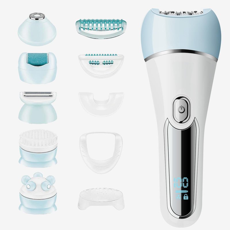Epilator for Women, 6 in 1 Hair Removal Epilator, Shaver, Face Razor, Facial Brush, Face Massage and Body Exfoliator,IPX7 Waterproof Rechargeable Hair Removal for Women, 2 Speeds
