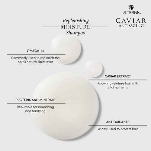 Alterna Haircare CAVIAR Anti-Aging Replenishing Moisture Shampoo and Conditioner Standard Set, 8.5oz each | Protects, Restores and Hydrates | Sulfate Free