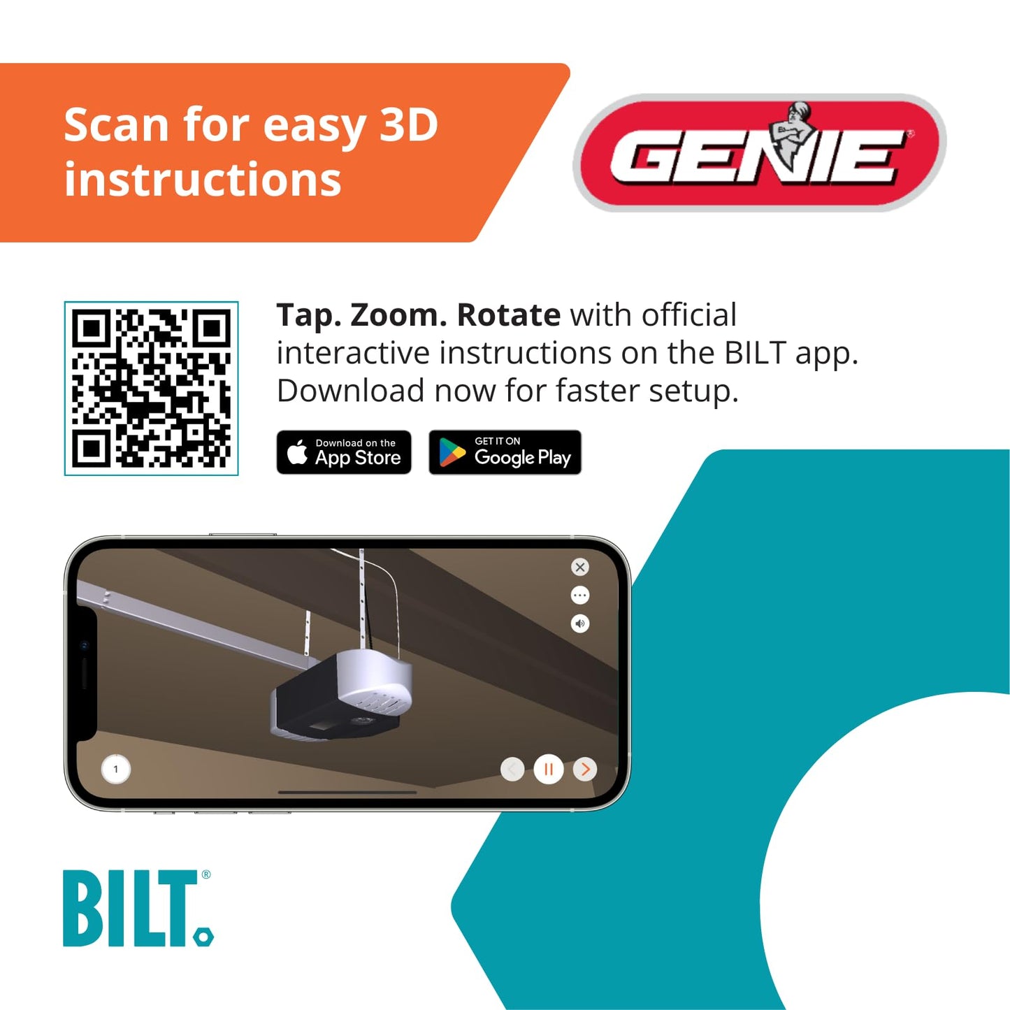 Genie Chain Drive 500 Garage Door Opener - Model 1035 - Reliable Chain Drive Garage Opener,Black