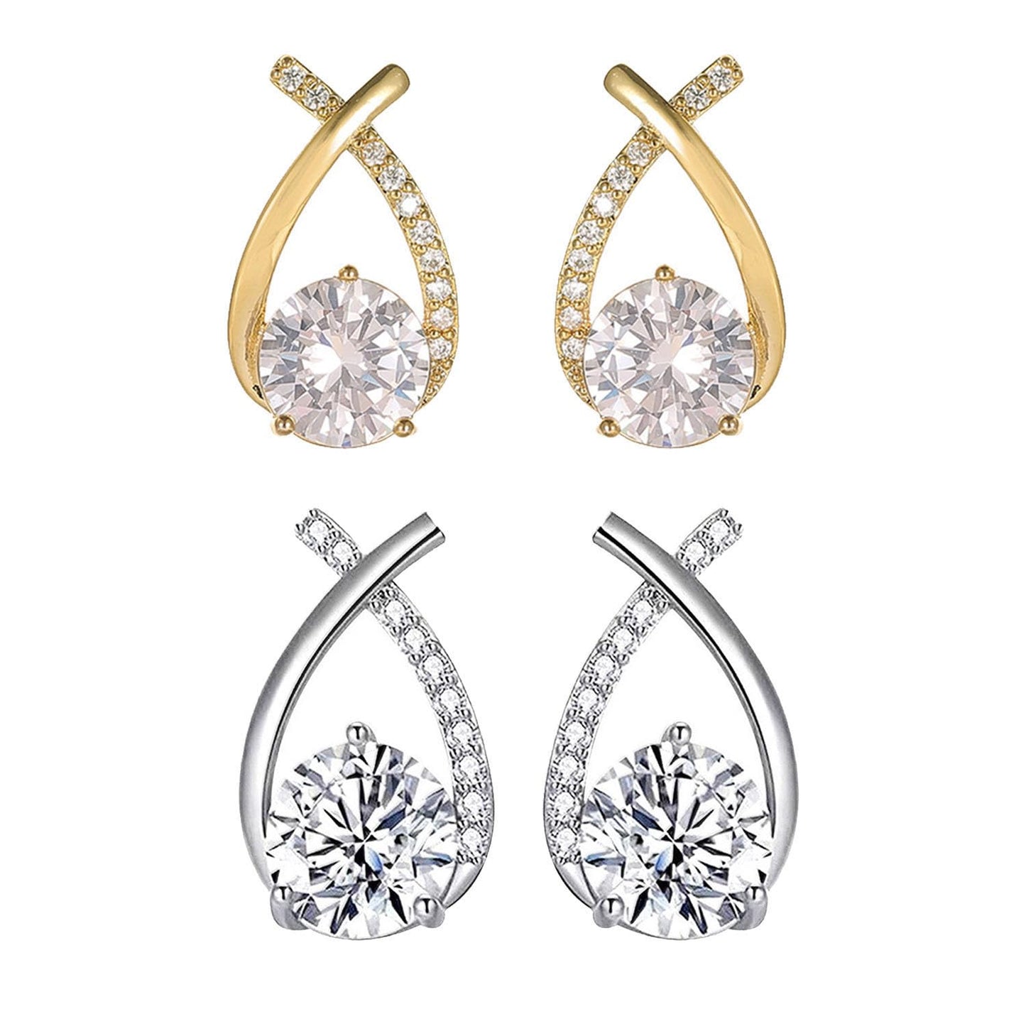 Halolux Lymphvity Germanium Earrings for Women Halolux Lymphvity Germanium Earrings Atheniz Lymphatic Earrings Lymphatic Drainage Earrings Dainty CZ Zircon Lymphatic Drainage Earrings (2PC Gold+Silver B)